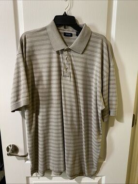 Izod Men's Light Gray Striped Polo